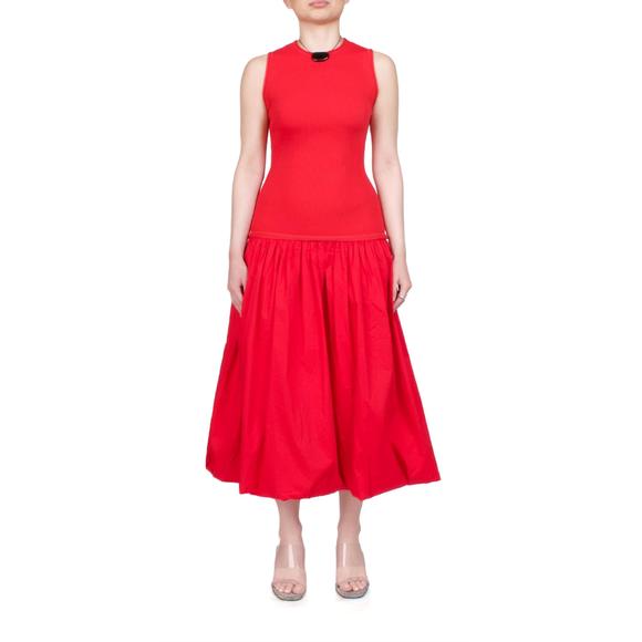 NEW SIMON MILLER yanez poplin combo dress in red - Picture 1 of 5